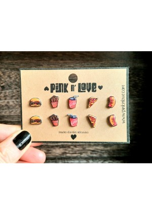 Boucles d'Oreilles Par Pink n' Love - Junk Food Paquet De 5 Paires